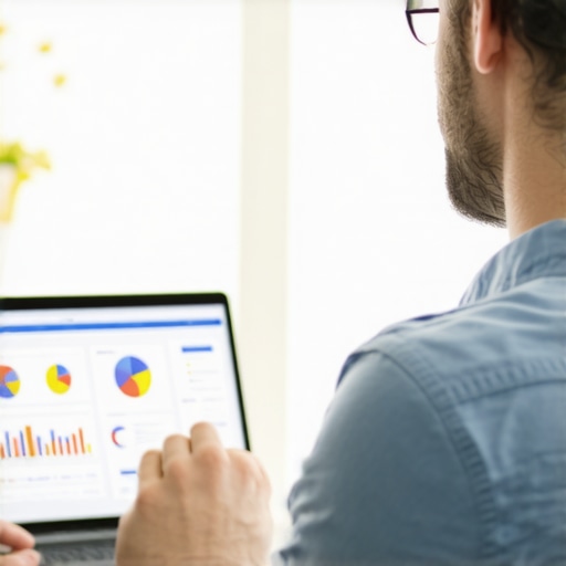 A person working on local SEO plans with charts and a laptop.