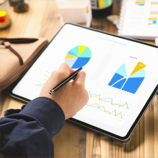 Expert analyzing local SEO budget tools Professional reviewing SEO budget analytics on a tablet.