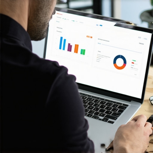 Business owner reviewing local SEO performance data on a laptop.