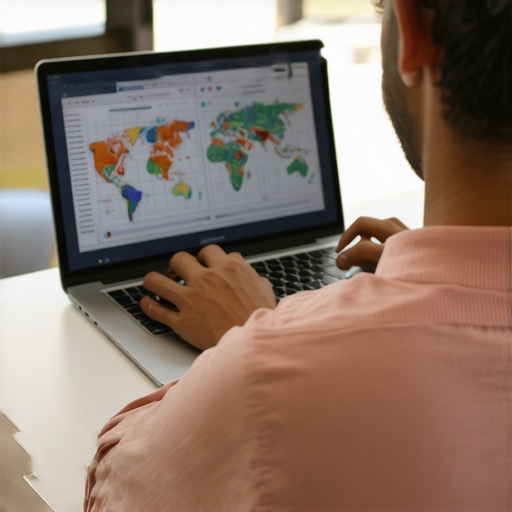 Small Business SEO Analysis Business owner reviewing local SEO performance on a laptop.