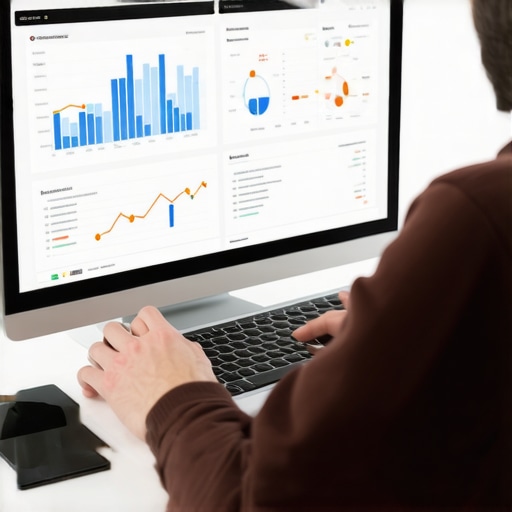 Person reviewing local SEO metrics on a laptop with graphs and tools.