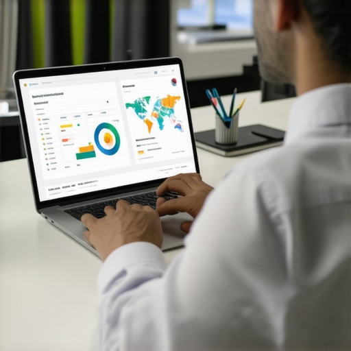 Person managing local SEO strategies using analytics dashboards on a laptop.