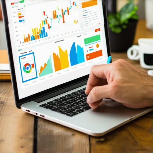 Person reviewing SEO budget and performance charts on laptop