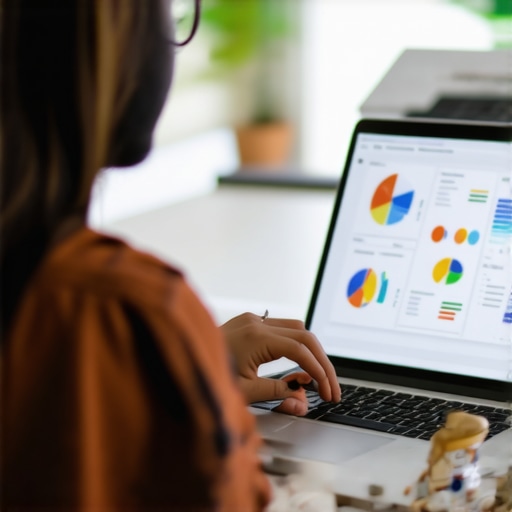 Business owner analyzing SEO metrics on a laptop