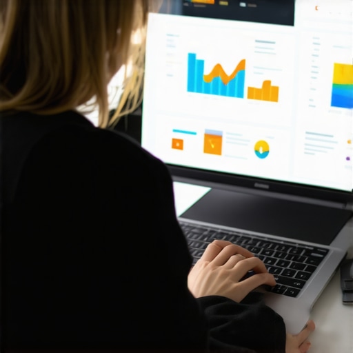 Person analyzing SEO data on computer for local business visibility