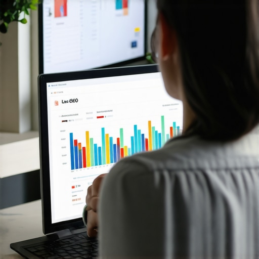 Person reviewing local SEO performance metrics on a digital dashboard.