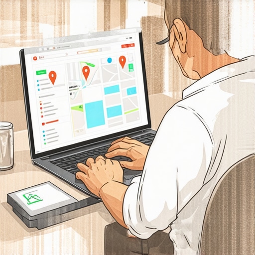 Small business owner analyzing local SEO and maps packages on a laptop.