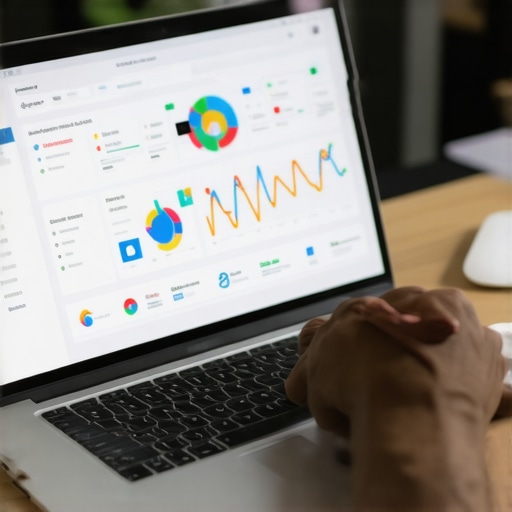 Contractor analyzing local SEO analytics on a laptop to optimize marketing spending.