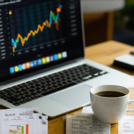 Laptop displaying SEO analytics in a cozy workspace