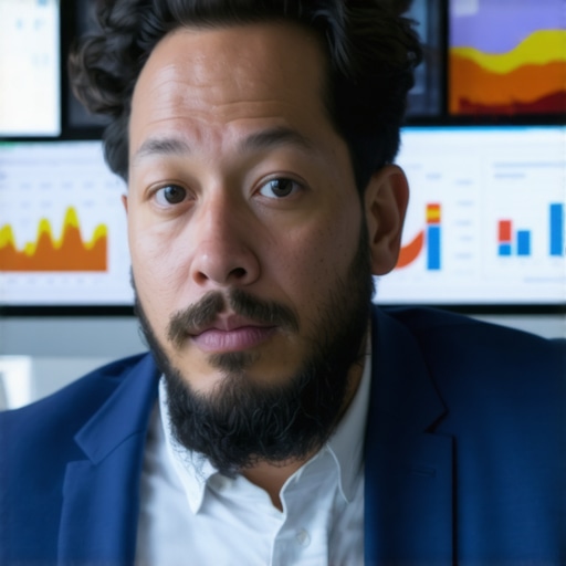 AI Analytics in Action for SEO Person reviewing SEO performance data on a digital dashboard in a contemporary office environment