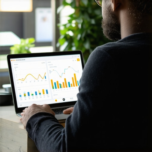 Business owner reviewing local SEO analytics on laptop