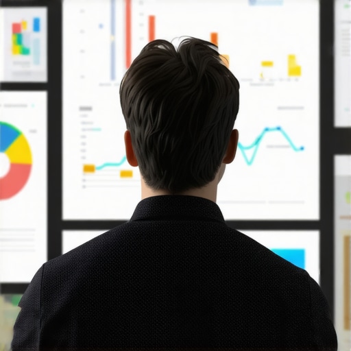 A businessman reviewing SEO data on a digital dashboard