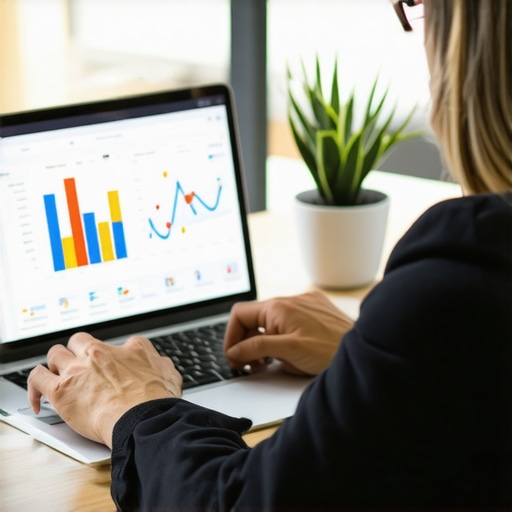 Business owner reviewing local SEO performance metrics on a laptop.