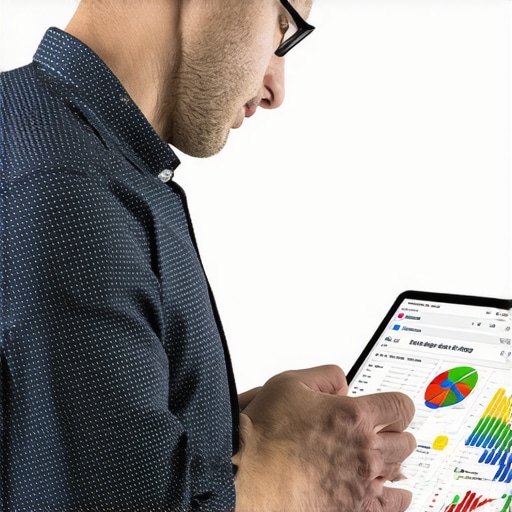 Businessman reviewing digital SEO reports and budget estimates