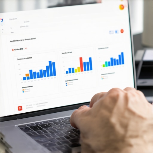 Person analyzing local SEO data on laptop screen with charts and graphs.