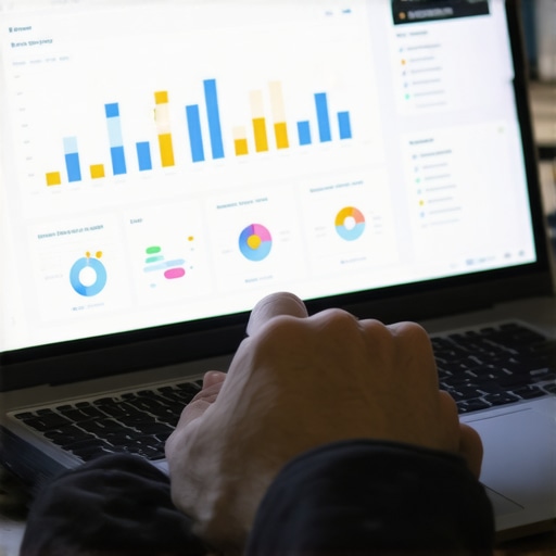 Using SEO Analytics Tools for Local Optimization Person analyzing local SEO performance on a laptop with analytics dashboards