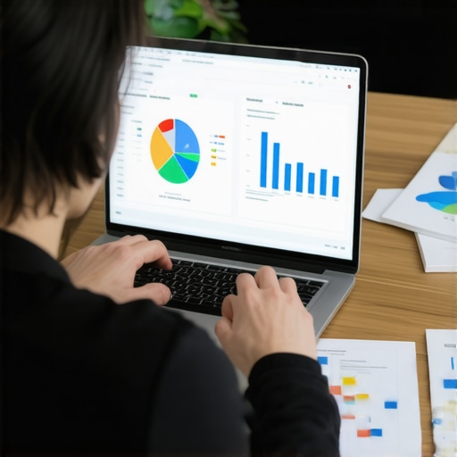 Person examining SEO analytics dashboard