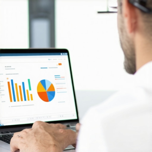 Business owner reviewing SEO performance metrics on a laptop, showcasing data-driven decision making.