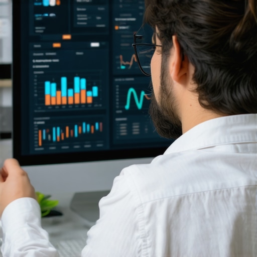 Business owner reviewing SEO performance metrics on a laptop.