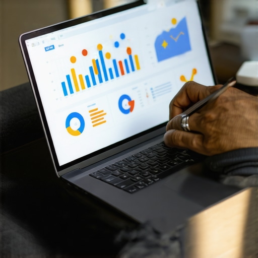 Person reviewing local SEO data on a laptop for budget planning.